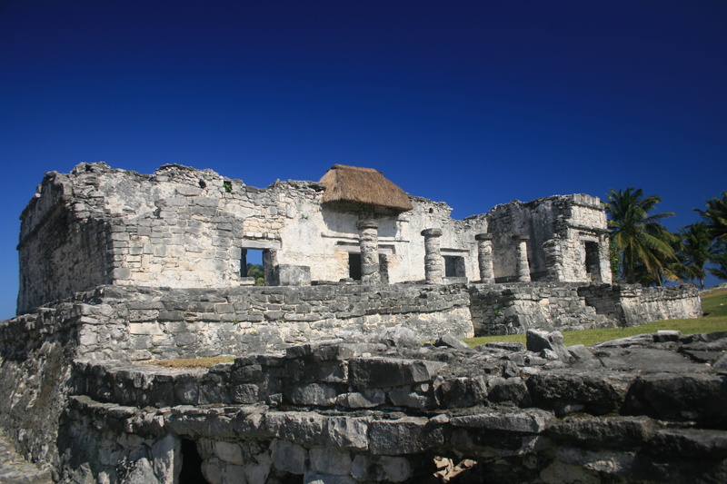 outdoors, 4K, turquoise, building exterior, mexican, tourist, temple, solid, daytime, the past, clear sky, stone, archaeology, ruined, ancient, history