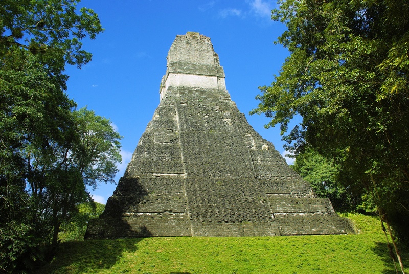 rainforest, day, nature, sky, tourism, ancient civilization, tikal, ruined, plant, outdoors, gray, archaeology, maya, 4K, old, building exterior, pyramid