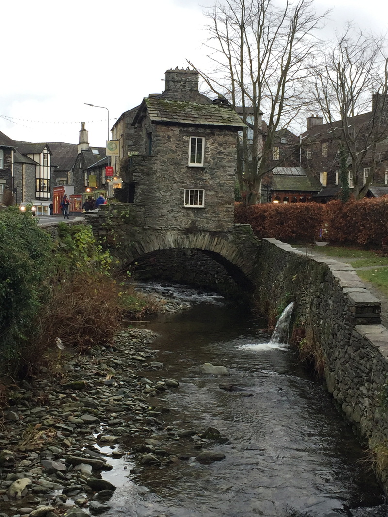 ambleside, vintage, building exterior, history, river, building, winter, sky, structure separated by comma, stream, tree, outdoors, waterfront, plant, lake district