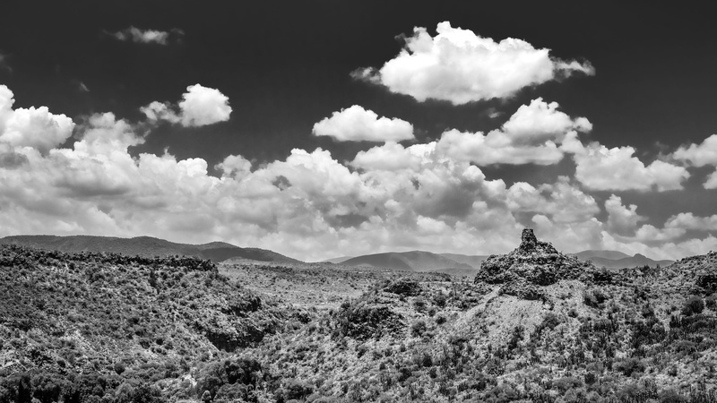 land, trees, cloud - sky, tranquility, plant, mountain range, méxico, architecture, bw, environment, hidalgo, mountain, no people, non-urban scene, mexico