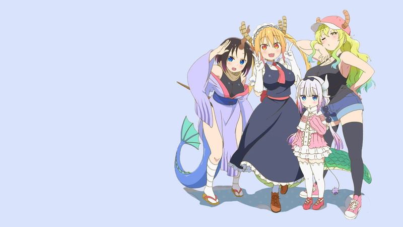 1080P, Tohru (Miss Kobayashis Dragon Maid), Quetzalcoatl (Miss Kobayashis Dragon Maid), Miss Kobayashis Dragon Maid, Anime, Elma (Miss Kobayashis Dragon Maid)