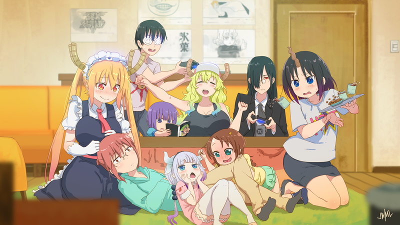 Riko Saikawa, Quetzalcoatl (Miss Kobayashis Dragon Maid), 4K, Shouta Magatsuchi, Anime, Fafnir (Miss Kobayashis Dragon Maid), Kanna Kamui, Elma (Miss Kobayashis Dragon Maid)