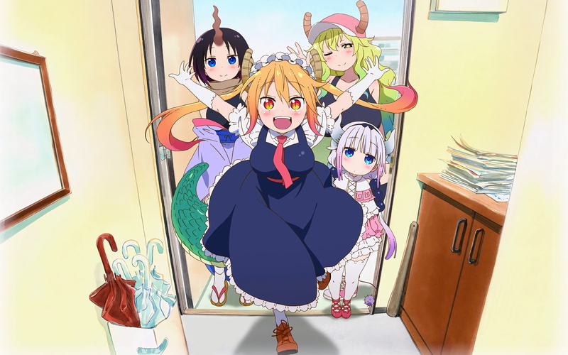 Miss Kobayashis Dragon Maid, Tohru (Miss Kobayashis Dragon Maid), 4K, Kanna Kamui, Elma (Miss Kobayashis Dragon Maid), Quetzalcoatl (Miss Kobayashis Dragon Maid)