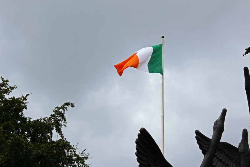 ireland, no people, tree, plant, sky, day, wind, green color, irish flag, emotion, environment, waving, flag, dublin, cloud - sky, nature, outdoors, patriotism