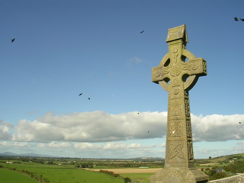 belief, architecture, day, irish, 1080P, scenic, landscape, stone, nature, church, flying, grass, vertebrate, flock of birds, animal themes, clouds, travel destinations