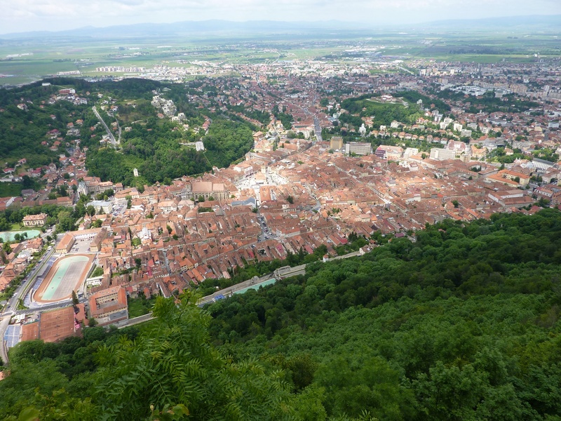 residential district, crowd, view, crowded, townscape, birds eye view, built structure, high angle view, brasov, house, romania, day, tree, old, aerial view