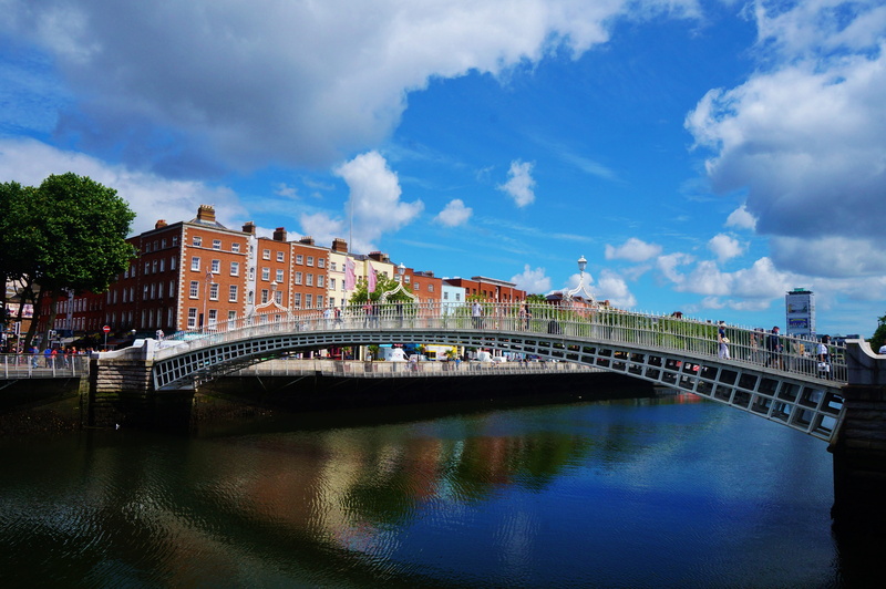 transportation, travel destinations, liffey, cloud - sky, bridge, building exterior, sky, bridge - man made structure, Dublin, reflection, cityscape, outdoors