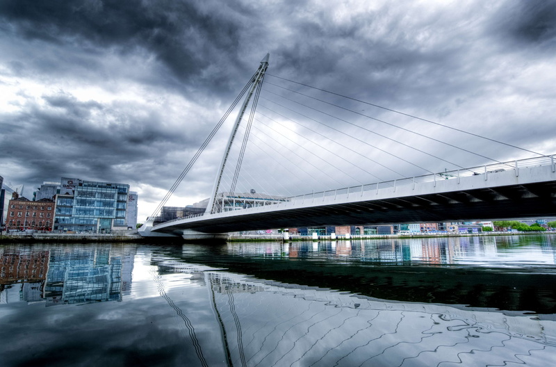 ireland, water, travel destinations, modern, nature, bridge - man made structure, no people, office building exterior, bridge, liffey, sky, building, design