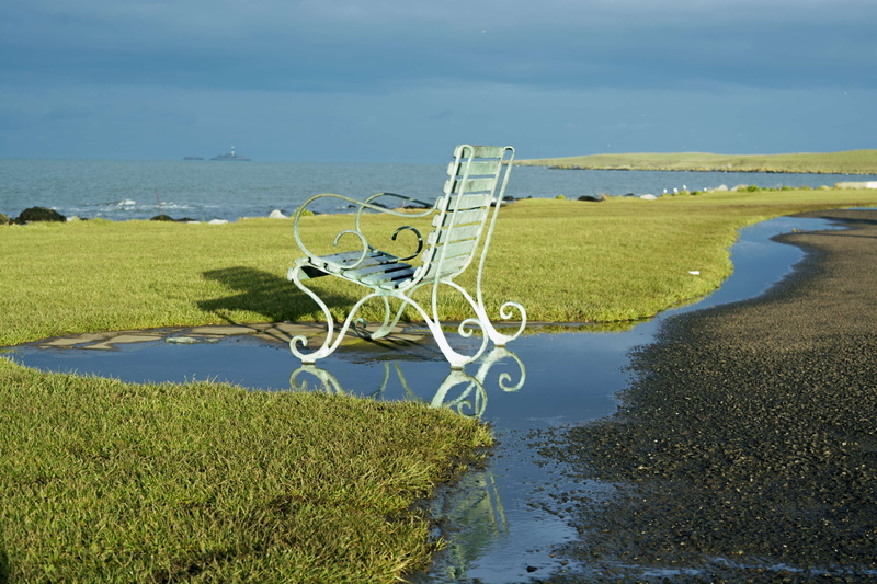 chair, plant, sky, nature, park, paradise, blue, bench, wave, no people, water, peace, scenics - nature, seascape, 4K, relaxation, scene, travel, seat