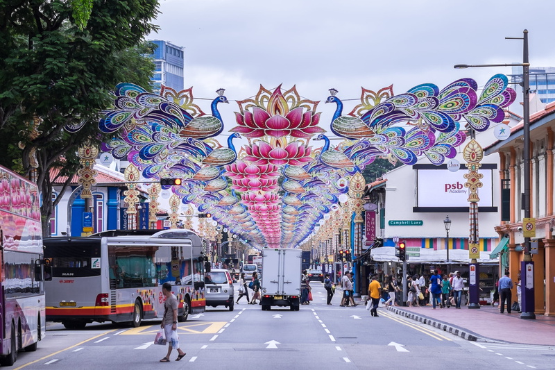 tree, building exterior, day, little india, incidental people, city life, 2K, city street, building, plant, group of people, outdoors, motor vehicle, architecture