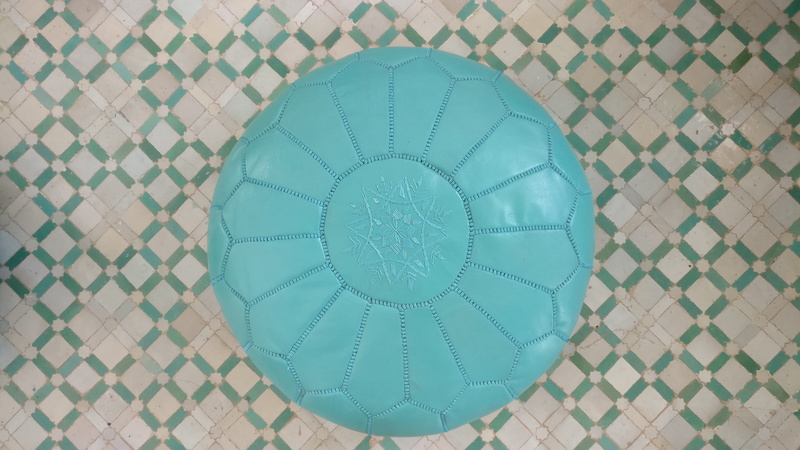 floral pattern, design, Moroccan, green color, circle, indoors, pattern, Turquoise, directly above, no people, creativity, geometric shape, Orient, Pouf