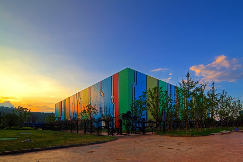 city, nature, no people, sunset, sunlight, tree, fantasy world, footpath, building, sky, blue, cloud - sky, plant, outdoors, day, changzhou play valley