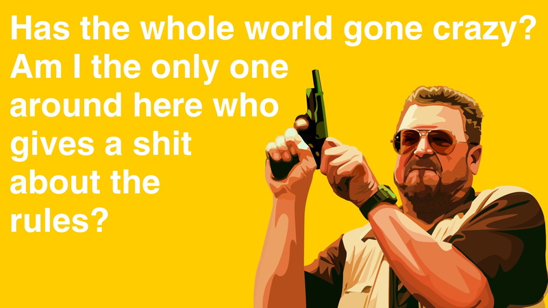 glasses, yellow, text, the big lebowski, communication, senior adult, males, real people, 1080P, men, facial hair, adult, western script, smiling, people