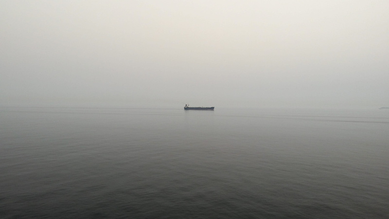 transportation, outdoors, black-and-white, boat, ocean, mode of transportation, nautical Vessel, foggy, water, sky, seascape, fisherman, watercraft, fog