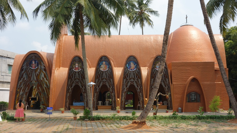 built structure, pazhaya suriyani pally cochin, tree trunk, day, st george church, kochi, coconut palm tree, cross, mattancherry old syrian church, arch