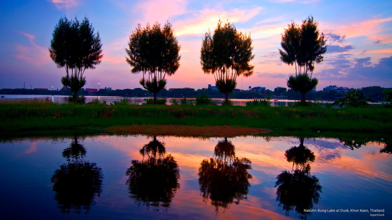 lake, bung, Nature, nakohn, dusk, thailand, kaen, 2K, khon