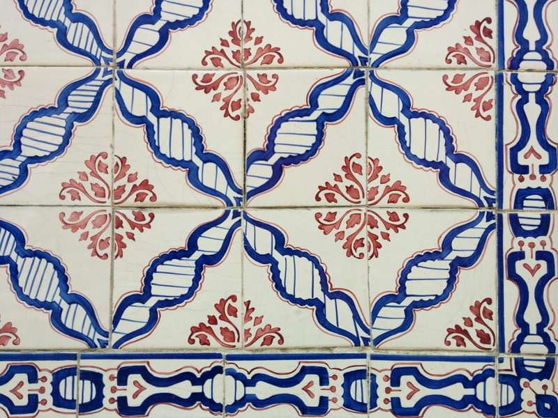 no people, built structure, backgrounds, close-up, tiles, flooring, tiled floor, full frame, repetition, craft, flower, lisbonne, ornate, azulejos, tile