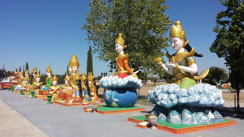 clear sky, no people, temple, architecture, statue, cambodian, creativity, religion, belief, male likeness, day, outdoors, place of worship, 4K, sky, spirituality