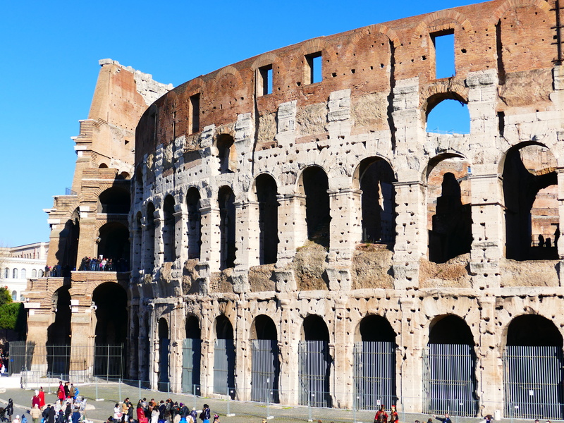 monument, arena, gladiatorial games, women, outdoors, antiquity, old, historically, archaeology, building, travel, tourism, colosseum, large group of people