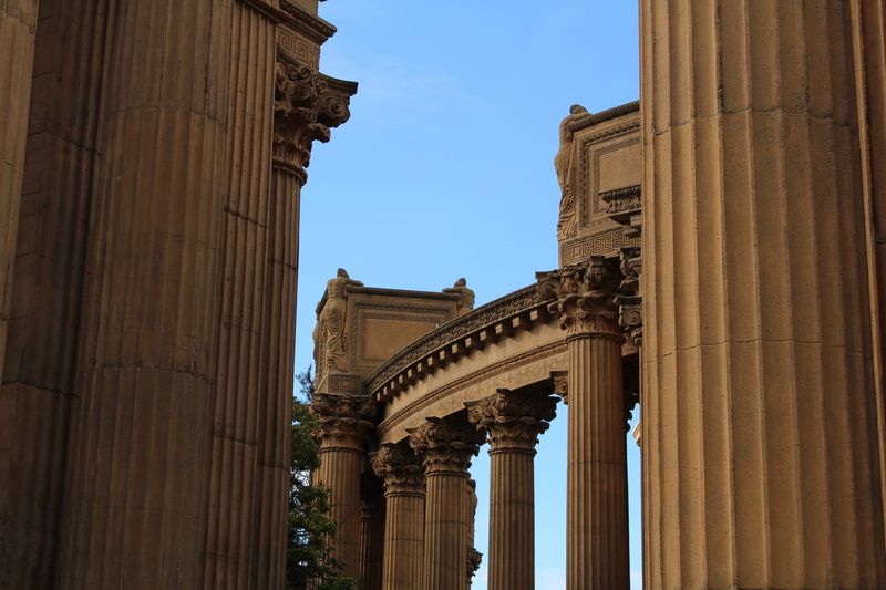 ancient, no people, sky, tourism, architectural column, pillars, building exterior, history, palace of fine arts, united states, clear sky, greek, ancient civilization