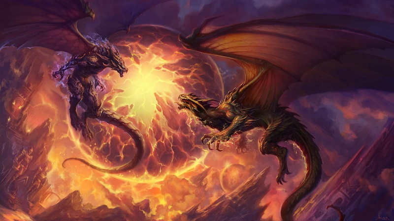 3d and abstract, almighty, fight, battle, dragons, 1080P, power