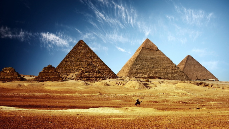 Pyramids of Giza, desert, pyramid, Egypt, 1080P