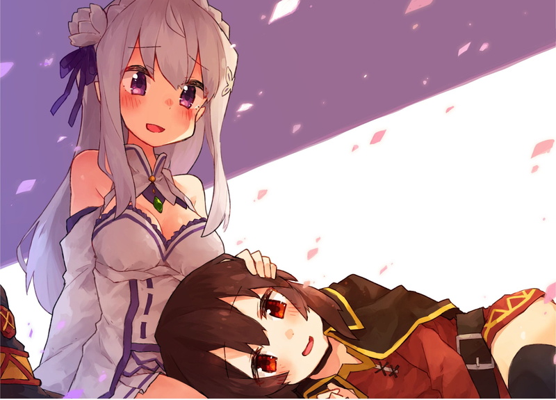 Re:ZERO -Starting Life in Another World-, KonoSuba – God’s blessing on this wonderful world!!, 1080P, Anime, Emilia (Re:ZERO), Crossover, Megumin (KonoSuba