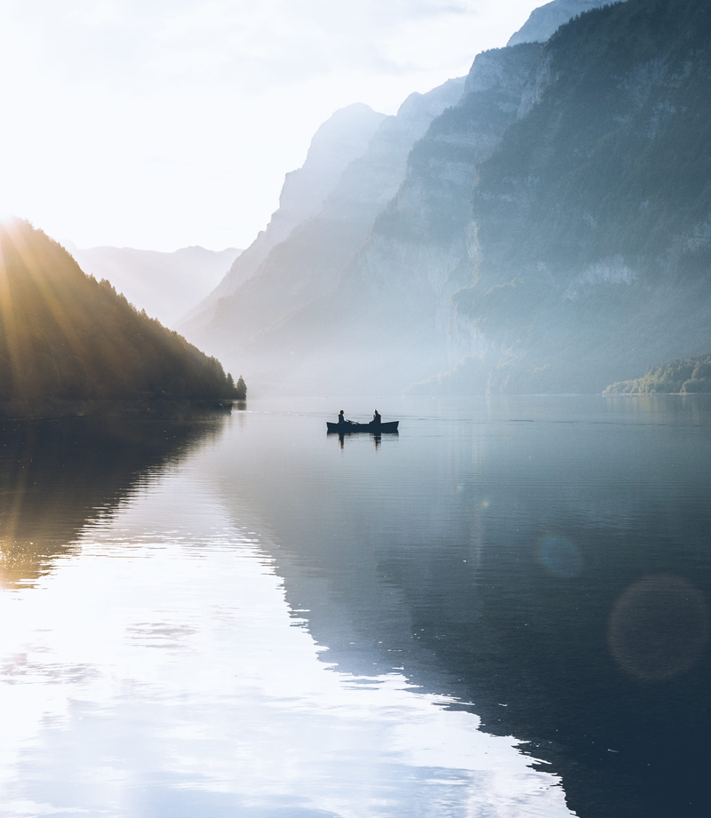 scenics - nature, beautiful, autumn, non-urban scene, rock, nature, fog, silhouette, winter, wonderful, 2K, swim, summer, boat, reflection, awesome, water