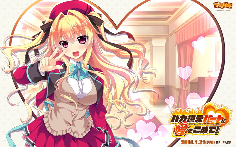 hat, moe, kamiwazumi, hair, baka, 1080P, chinami, heart, eyes, blonde, riv, long, komete, red