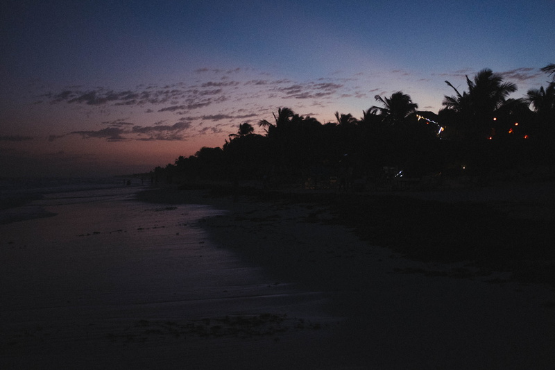 sky, sea, tranquil scene, 4K, land, idyllic, cloud - sky, water, beach, tree, silhouette, tulum, sunset, tranquility, beauty in nature, dusk, mexico, outdoors