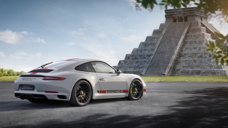 Mexico, sports, ziggurat, Porsche 911 Carrera GTS Coupe, 2017, porsche, Chichen Itza, 4K, white, 4K