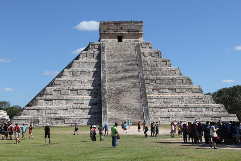 chichen itza, tourism, ancient, sky, visit, ancient civilization, men, travel, lifestyles, built structure, real people, the past, tourist, adult, maya