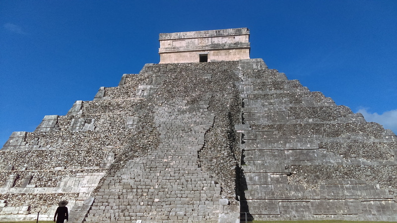 temple, history, travel destinations, building exterior, staircase, nature, built structure, low angle view, yucatan, 2K, place of worship, old ruin, no people