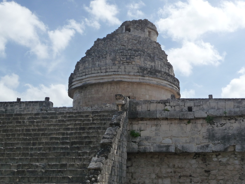 no people, observatory, mexico, tourism, architecture, nature, low angle view, history, sky, 2K, cloud - sky, day, archaeology, ancient, belief, building