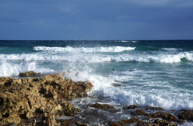 solid, waves, sport, water, motion, breaking, Sea, Mexico, sea, 5K, horizon over water, rock, surfing, scenics - nature, Cliffs, power in nature, Cozumel