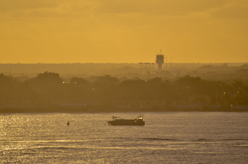 no people, airport, mexico, boat, sky, water, architecture, built structure, sunset, fishing, tranquility, building exterior, waterfront, bay, sea, port