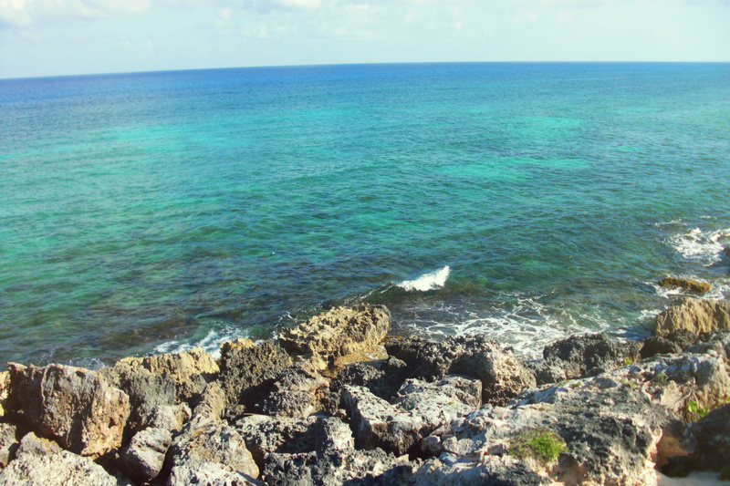 horizon, blue, ocean, rocky coastline, cozumel, sky, land, solid, rock - object, beauty in nature, day, outdoors, horizon over water, 2K, tranquility