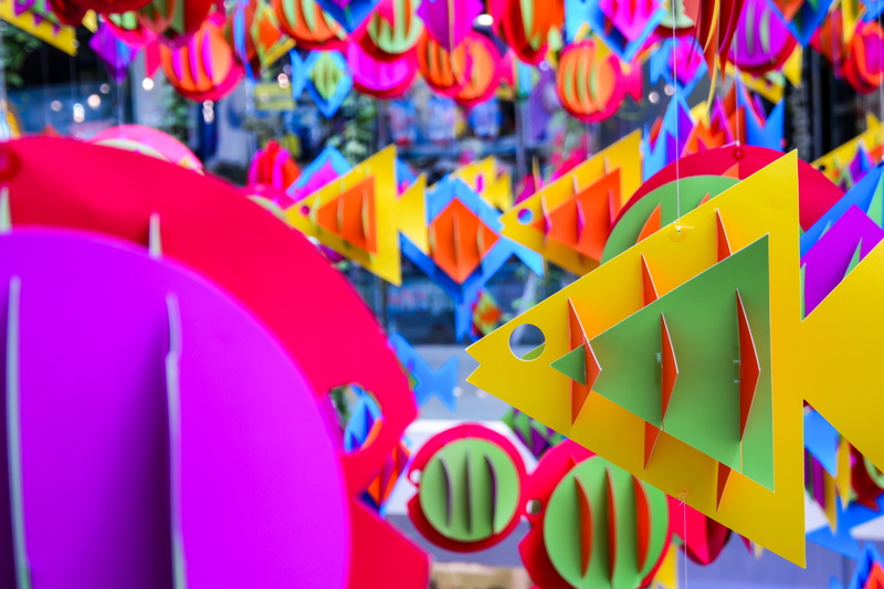 craft, focus on foreground, brochure, variation, event, large group of objects, bright color, no people, school of fish, paper, arts, choice, close, texture