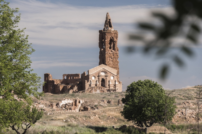 castle, mountain, rocky mountain, tower, rocky, Rubio, ruina, ruinas, 4K, brown, brick, guerra, Belchite, church, architecture