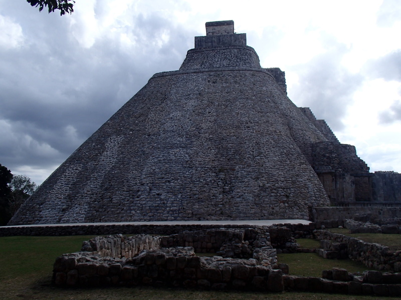travel destinations, pyramid, day, cloud - sky, history, ancient civilization, yucatan, stone wall, uxmal, nature, old, low angle view, architecture, the past
