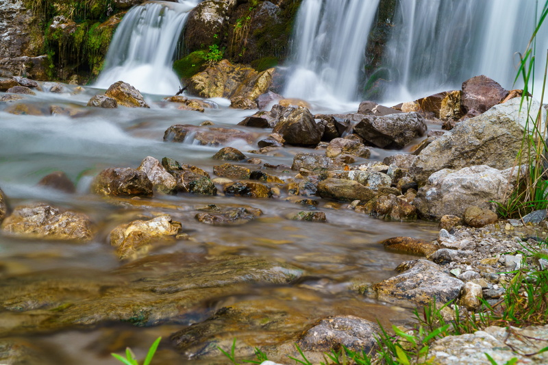 power in nature, scenic, alpine, stone, oberstdorf, mountains, no people, wrinkle bach, flowing, nature, long exposure, idyllic, water, bach, river, forest