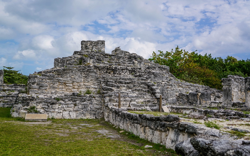 landscape, no people, architecture, yucatan, cancun, tropical, stone wall, sky, ruins, archaeological, tourism, history, mexico, mayan, archaeology, cloud - sky