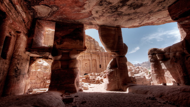 travel, solid, indoors, ancient, no people, petra, eroded, travel destinations, geology, 2K, rock formation, history, archaeology, rock - object, old ruin
