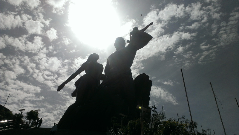 design, ancient, artistic, human representation, senegal, renaissance, people, dakar, men, creative, nature, tree, statue, arms raised, silhouette, stonework