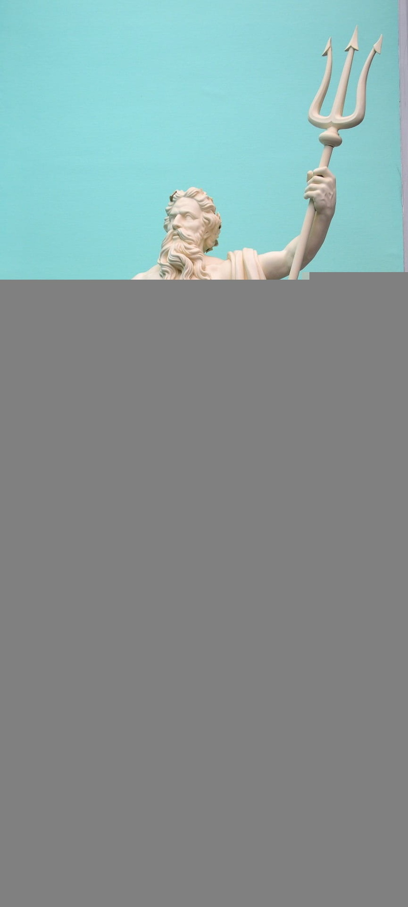 wall - building feature, headshot, structure, human hand, neptune, stonework, sea, indoors, women, artistic, one person, studio shot, arms raised, statue
