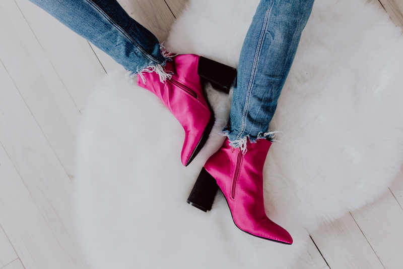 human foot, flooring, high heels, human leg, fashion, low section, shoe, pink, body part, boots, 5K, pink boots, one person, high angle view, casual clothing