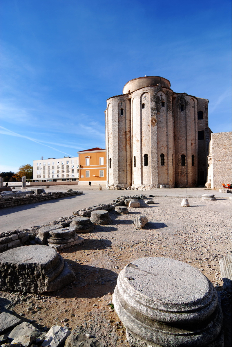 building, archaeology, the past, st donat, blue, old, history, old ruin, building exterior, architectural column, no people, antic, zadar, ruined, day