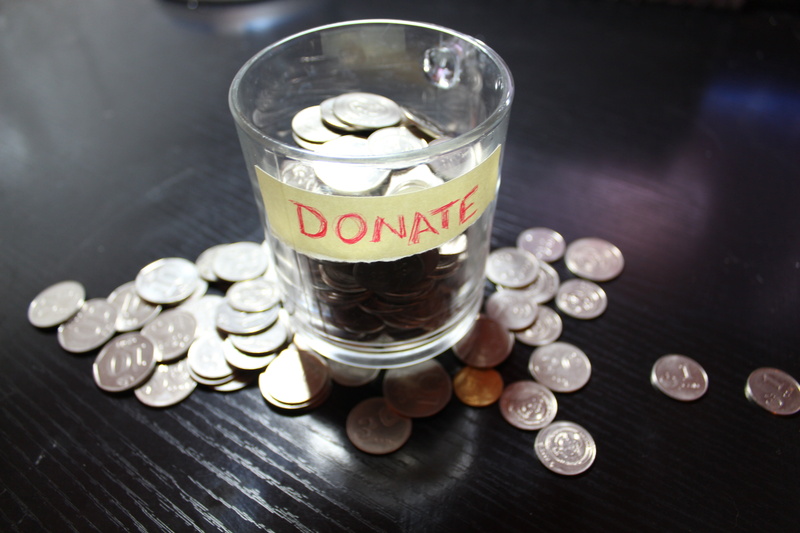 5K, cash, donate, money, high angle view, text, healthcare and medicine, indoors, close-up, coins, wealth, metal, moneybox, no people, coin, glass, still life