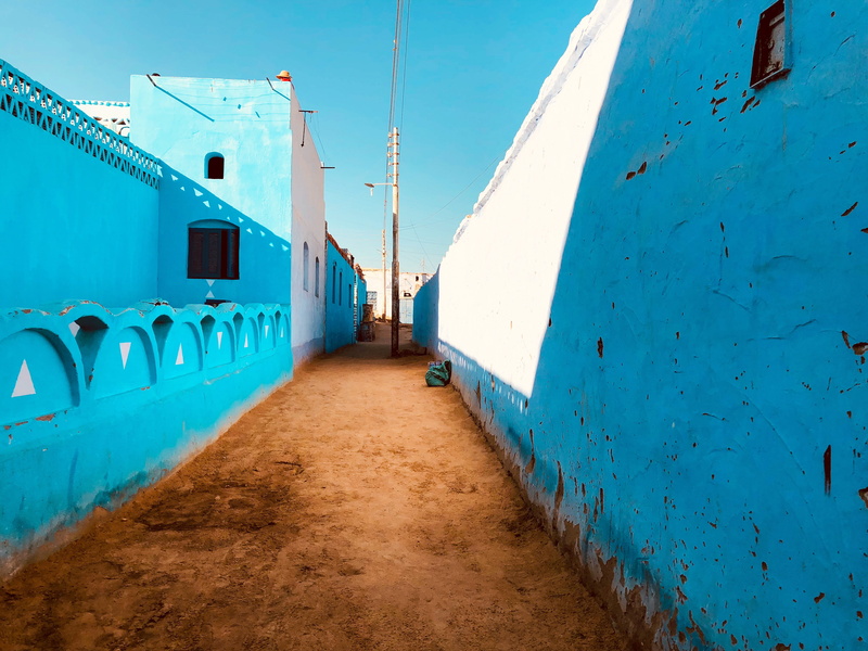 sunlight, egypt, industry, town, blue, architecture, shadow, absence, home, transportation, outdoors, watercraft, built structure, aswan, building, the way forward