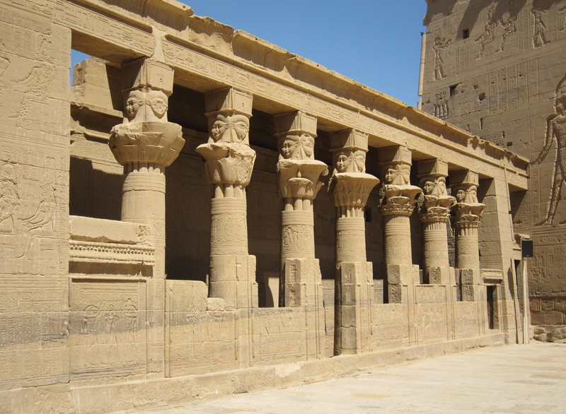 the past, colonnade, ancient, building, ruined, clear sky, archaeology, architecture, egypt, no people, belief, aswan, stoneware, travel, nile, horus temple
